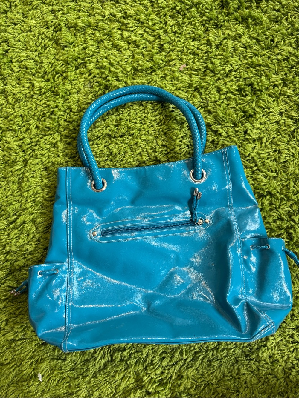 Stylish Teal Patent Tote Bag for Women